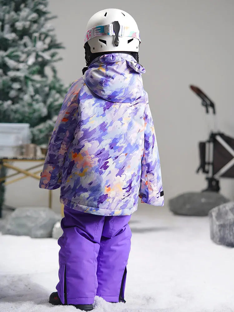 Kids Camo Ski Snowboarding Jacket & Bibs Pants