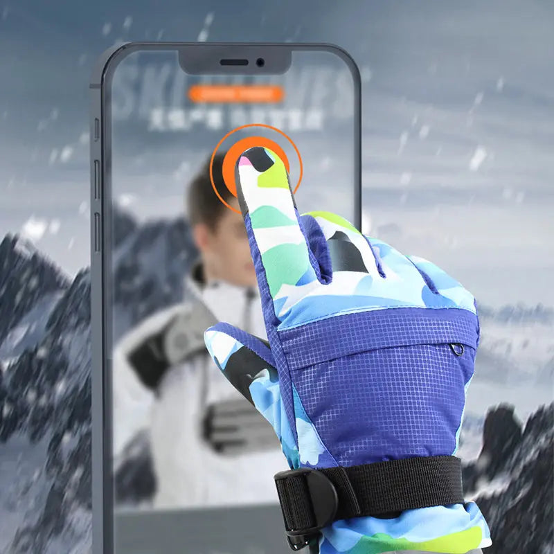 HOTIAN 1 pair Men Camo Print Insulated Snowboard Ski Gloves