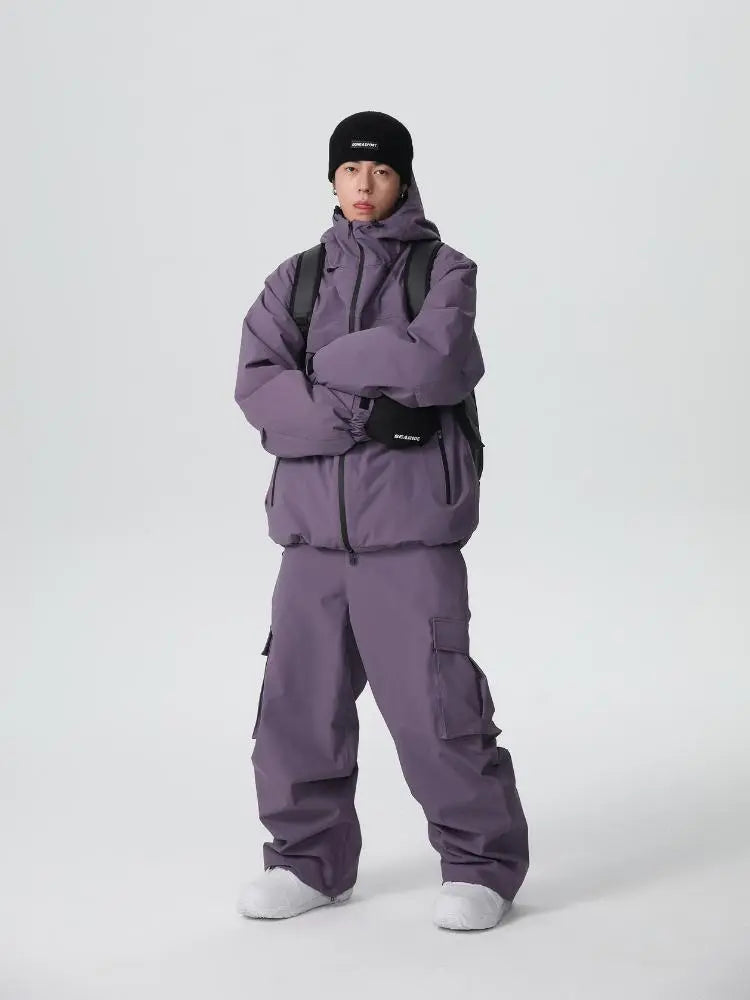 Men's Stylish Cargo Snowboarding Jacket & Pants Set