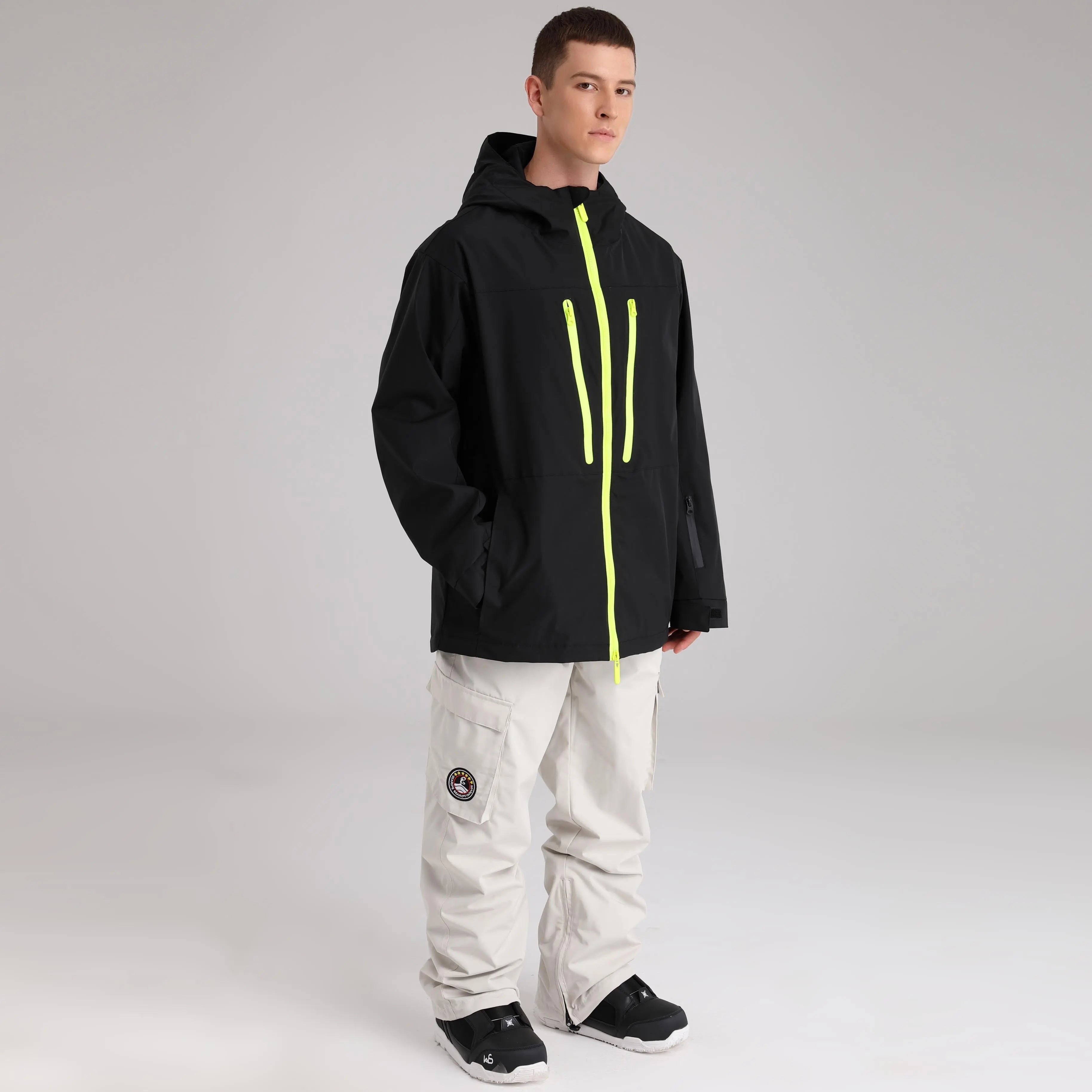 Men Zip Windbreaker Ski Shell Jacket&nbsp;Hooded Snow Coat