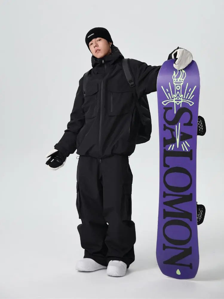 Men's Stylish Cargo Snowboarding Jacket & Pants Set