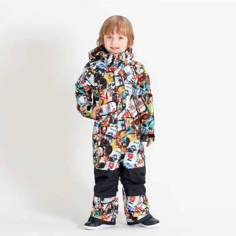 Kids Colorful One Piece Ski Suit&nbsp;Baby Outdoor Warm Ski Jumpsuits