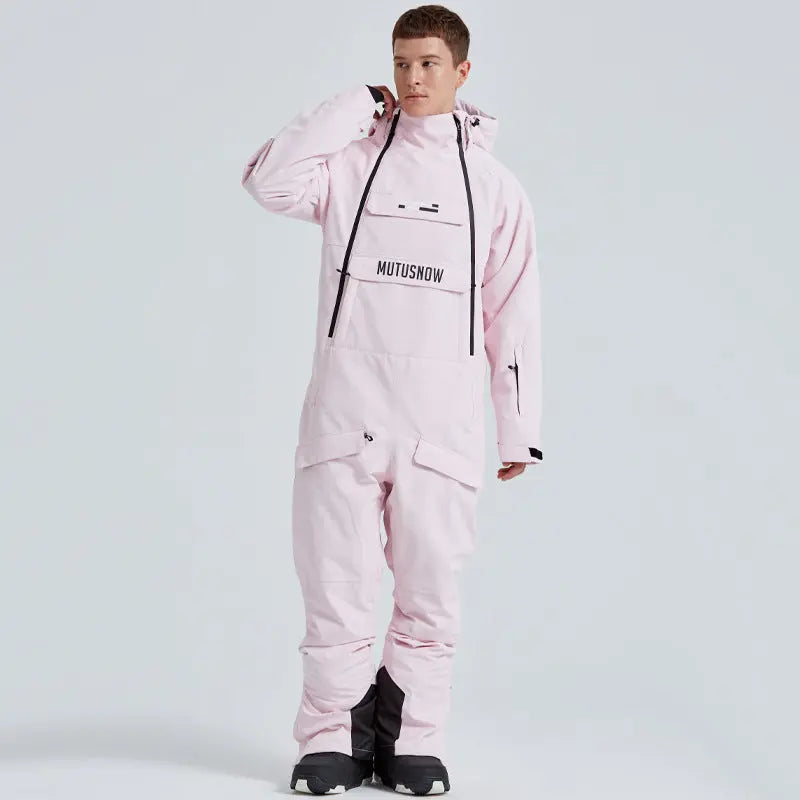 Unisex Ski Onesie Overalls Winter Hooded One-piece Snow Jumpsuits&nbsp;