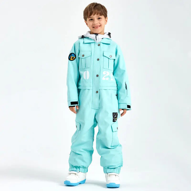 Hotian Boys & Girls One Piece Snowsuits Breathable Contrast Hooded