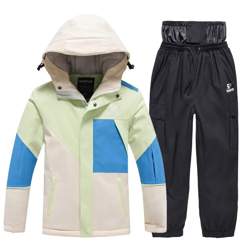 Children Insulated Colorblock Snow Jacket & Matched Pants