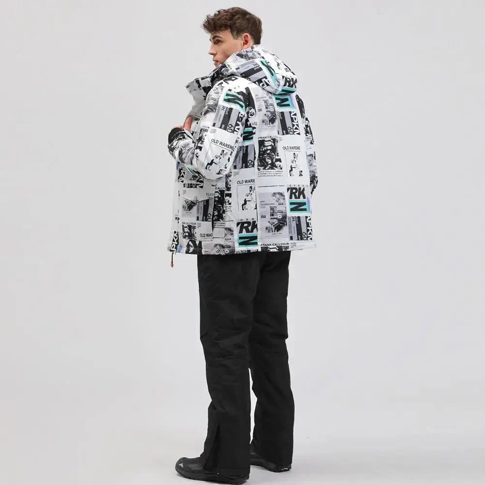 Mens Waterproof Printed Ski Jccket & Blue Pants&nbsp;2 Pieces-US ONLY