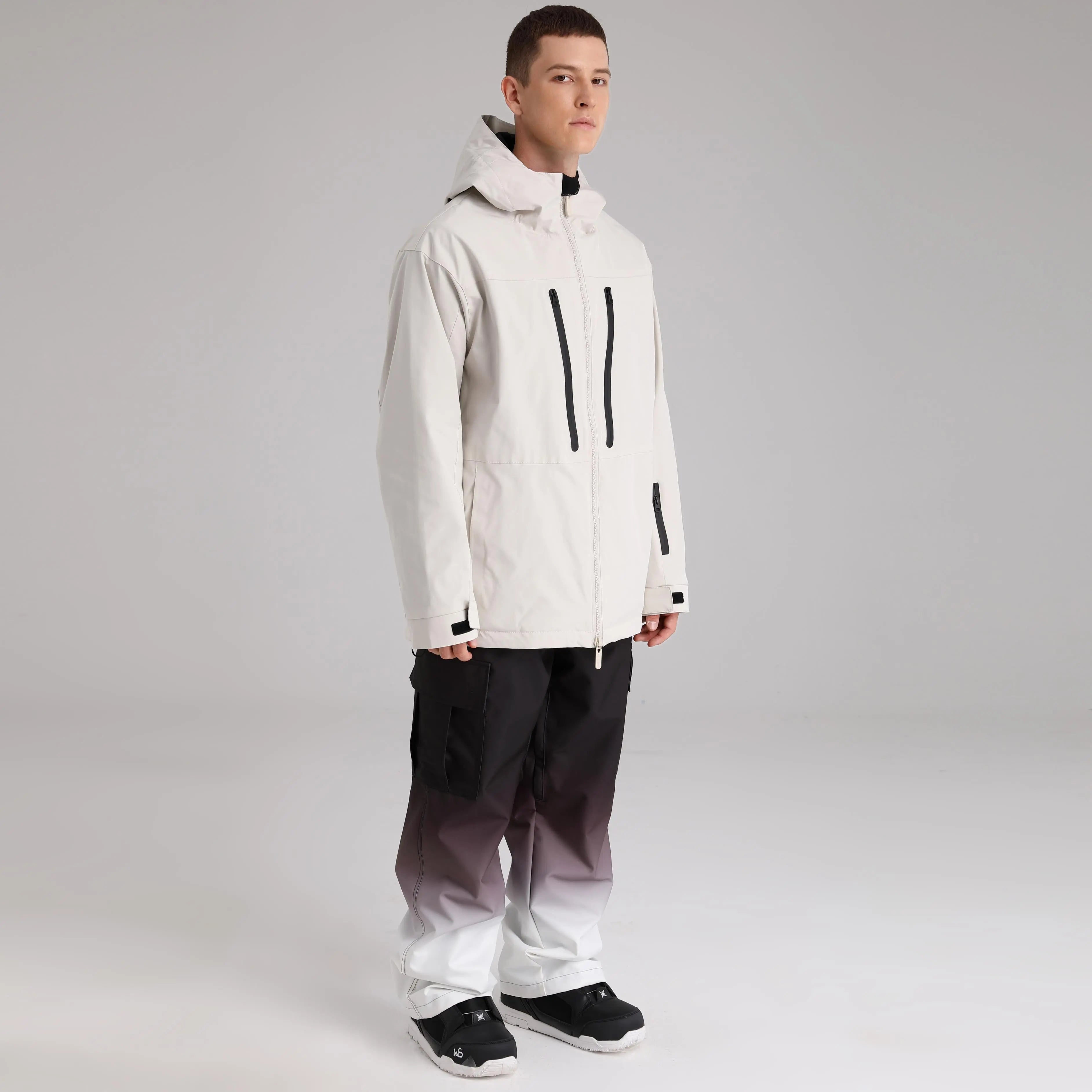 HOTIAN Men Zip Windbreaker Hooded Ski Shell Jacket