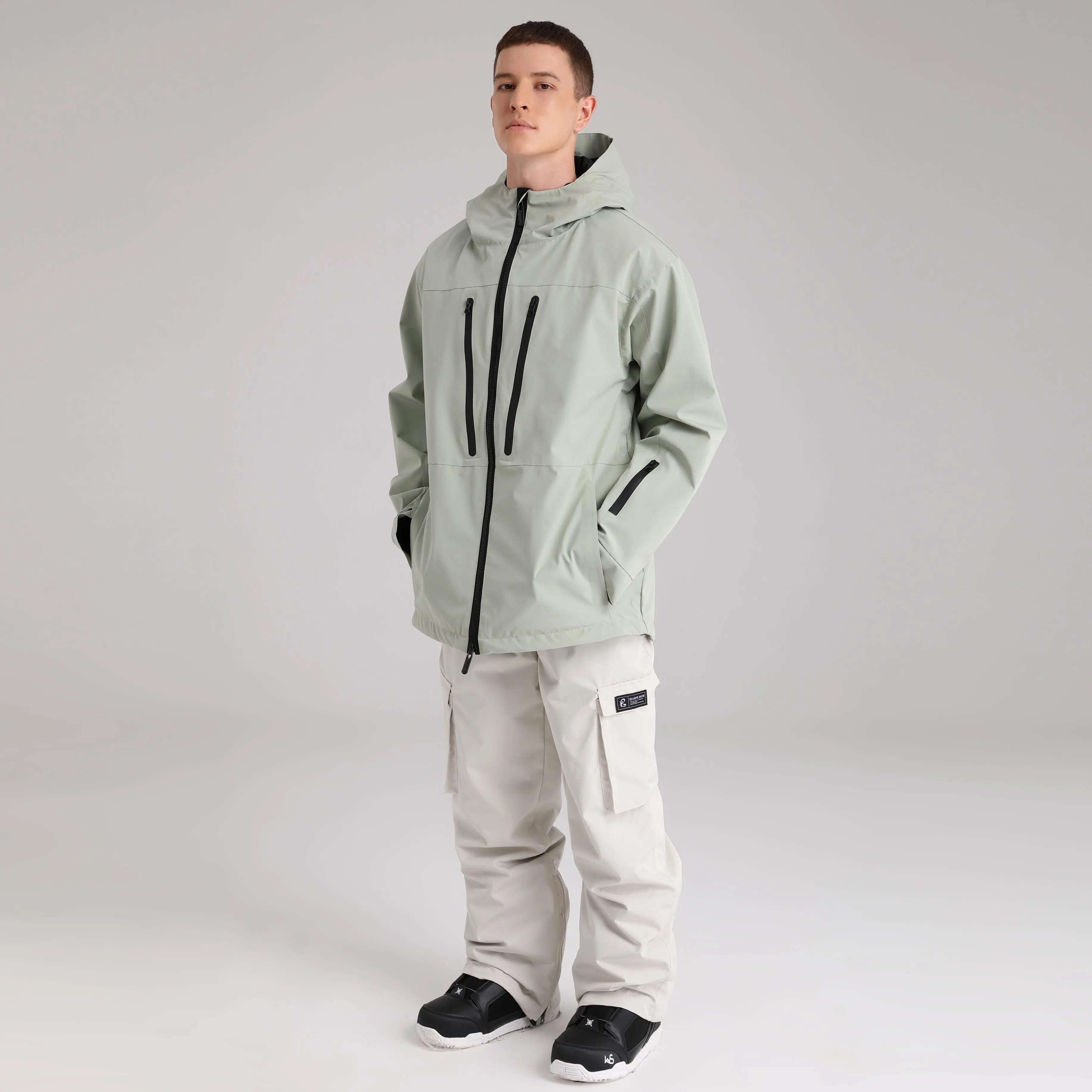 HOTIAN Men Zip Windbreaker Hooded Ski Shell Jacket