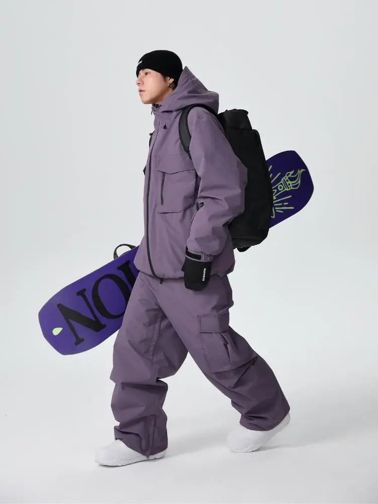 Men's Stylish Cargo Snowboarding Jacket & Pants Set