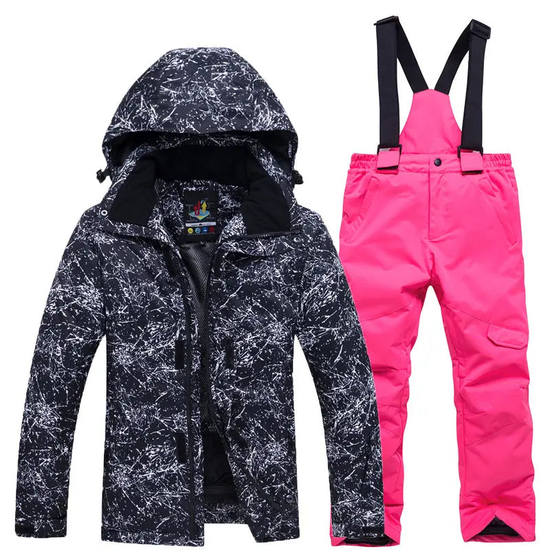 Kids Snowsuit Ski Pants Jacket Waterproof Snowbibs for Boys Girls