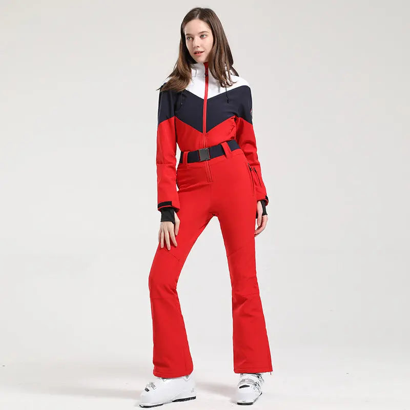 Retro Women One Piece Ski Jumpsuits New Slim Fit Snowsuits&nbsp;