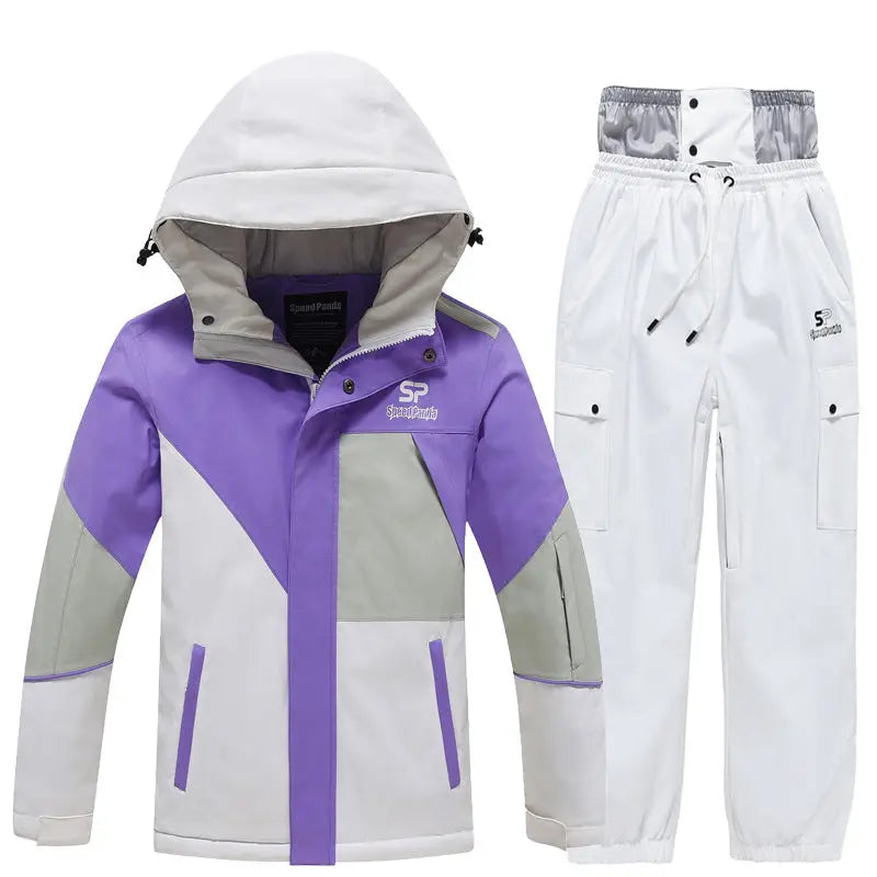 Children Insulated Colorblock Snow Jacket & Matched Pants