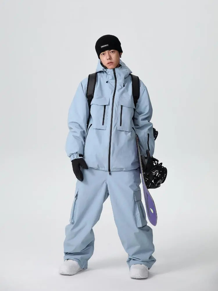 Men's Stylish Cargo Snowboarding Jacket & Pants Set