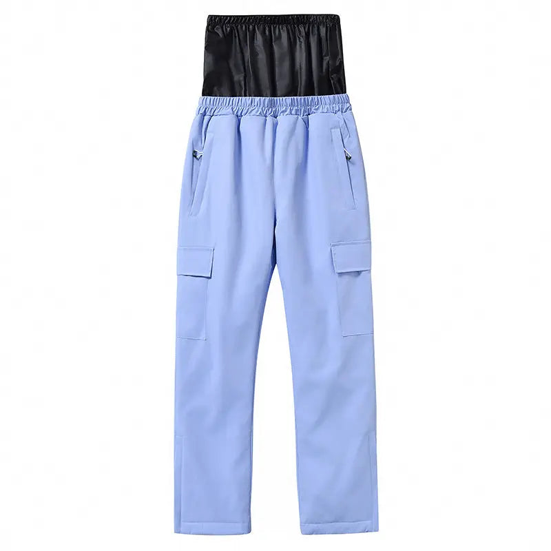 Kids High Waist Snowboard Pants Cargo Pockets Ski Pants