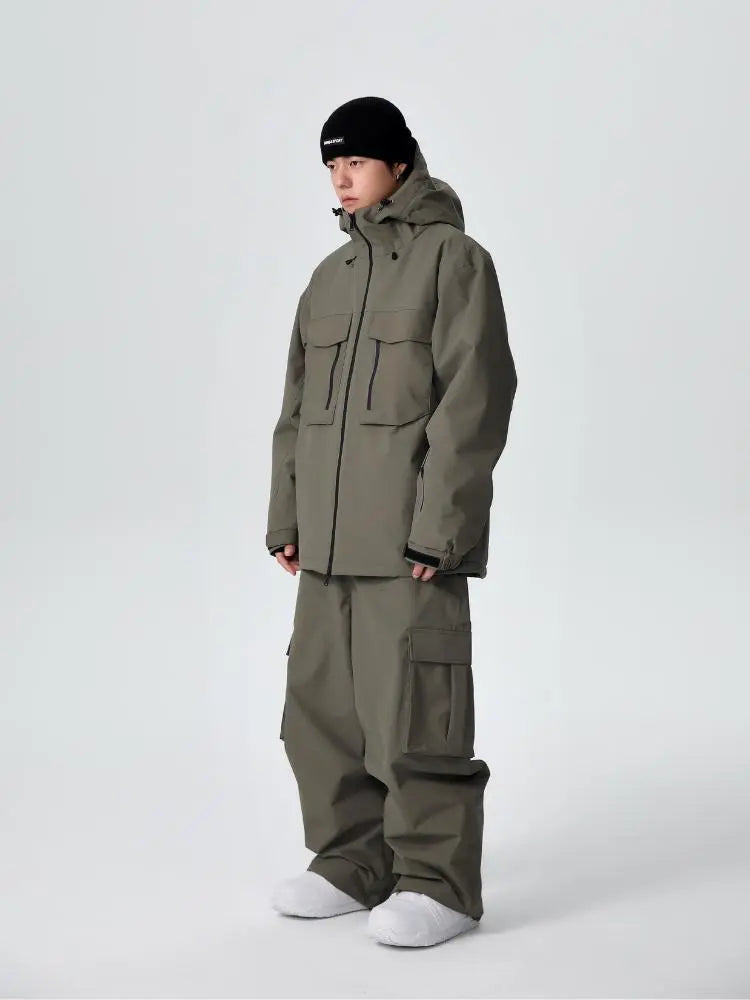Men's Stylish Cargo Snowboarding Jacket & Pants Set