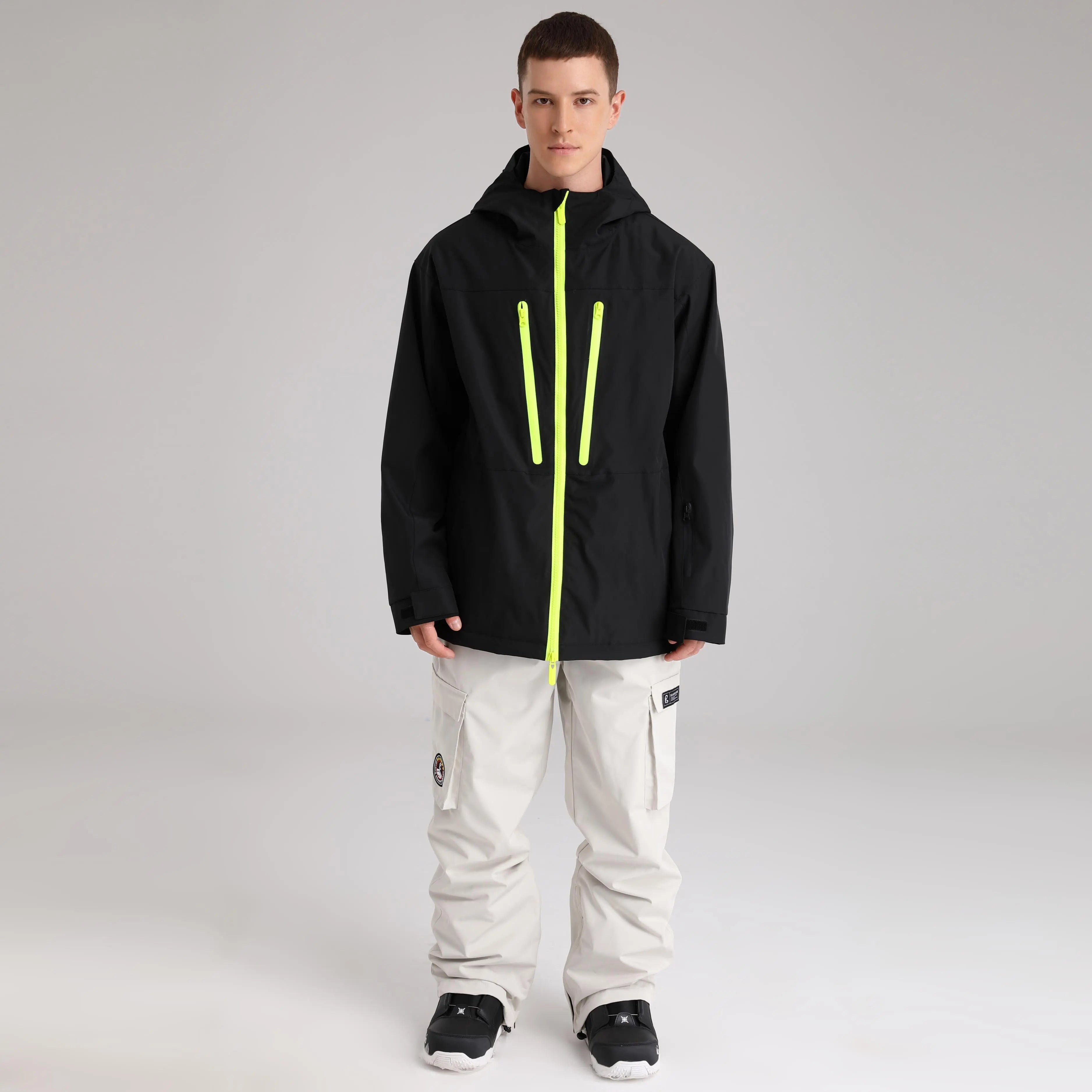 Men Zip Windbreaker Ski Shell Jacket&nbsp;Hooded Snow Coat