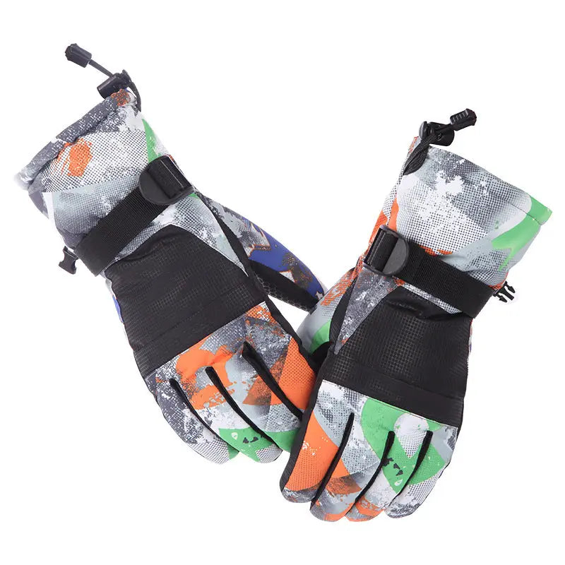 HOTIAN 1 pair Unisex Camo Print Insulated Snowboard Ski Gloves