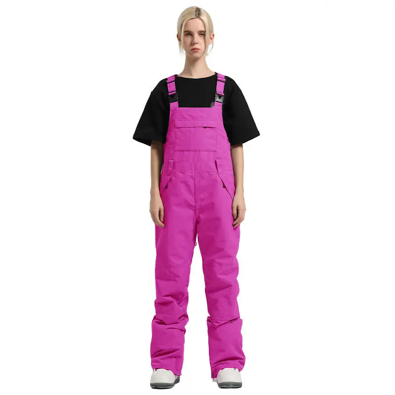 Stylish Snow Bibs Solid Colod Cargo Snowboard Overalls Pants