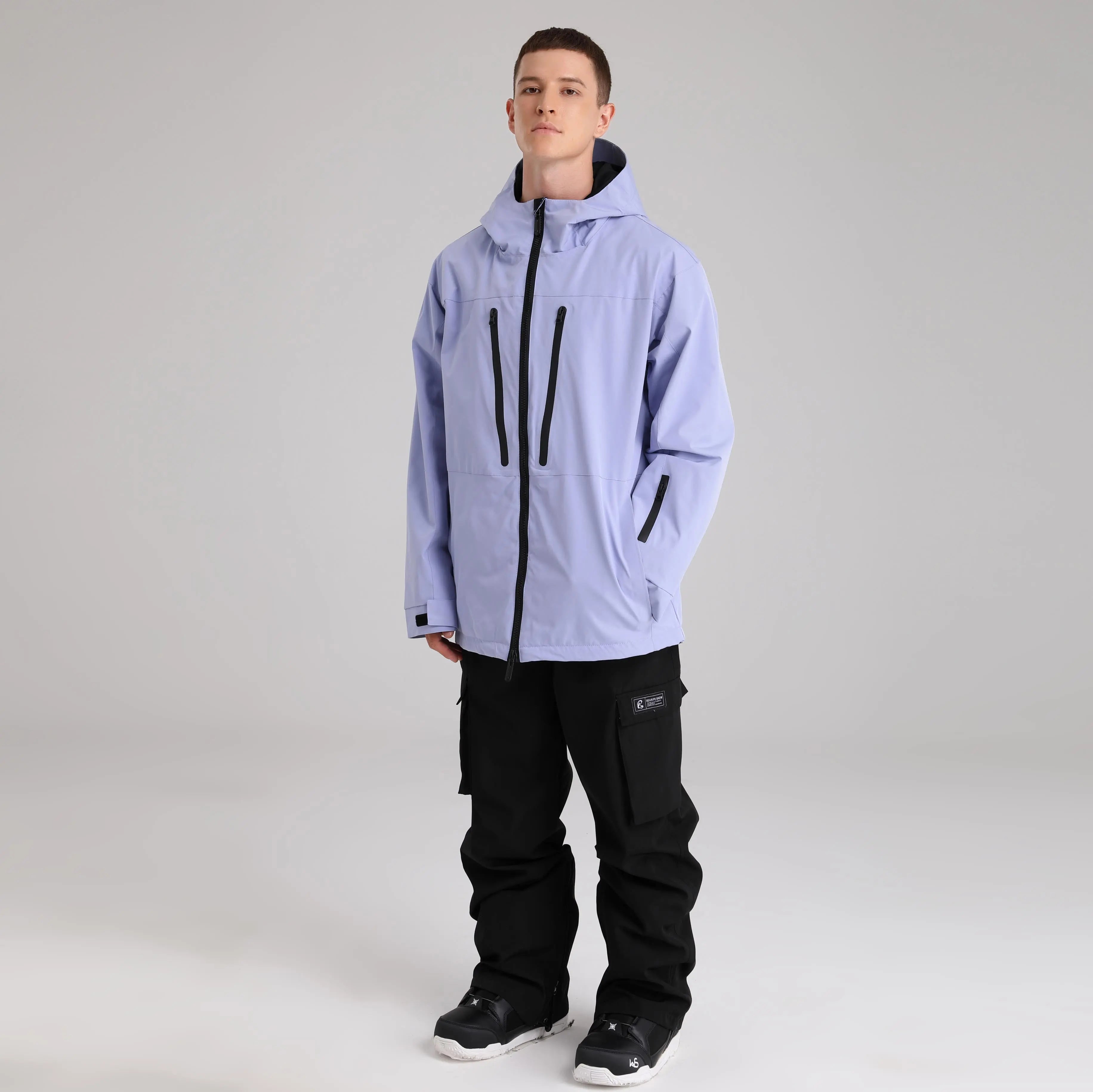 Men Zip Windbreaker Ski Shell Jacket&nbsp;Hooded Snow Coat