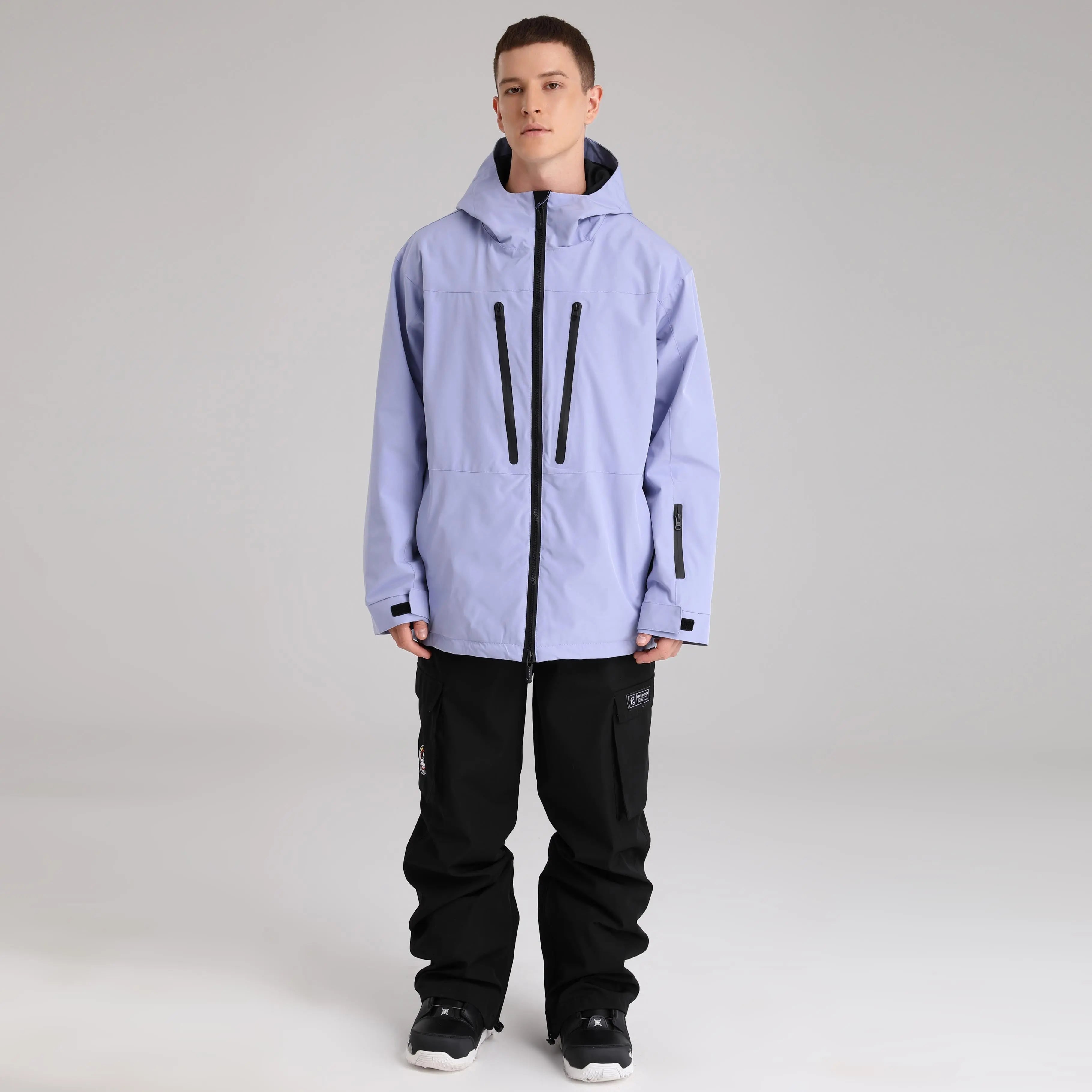 Men Zip Windbreaker Ski Shell Jacket&nbsp;Hooded Snow Coat