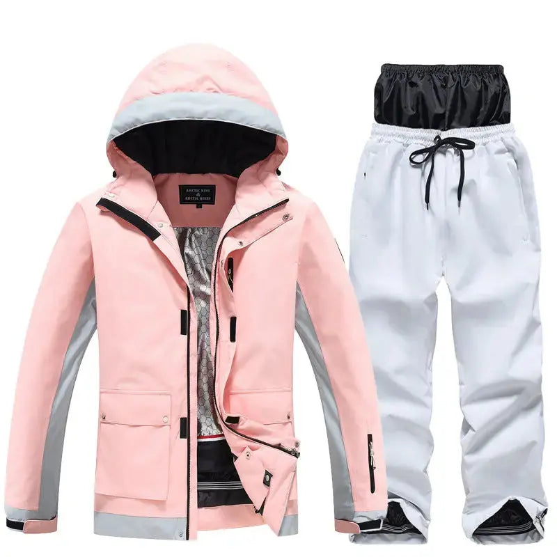 Pink Ski Snowboard Jacket & Pants Set Loose Fit Sportswear-US ONLY