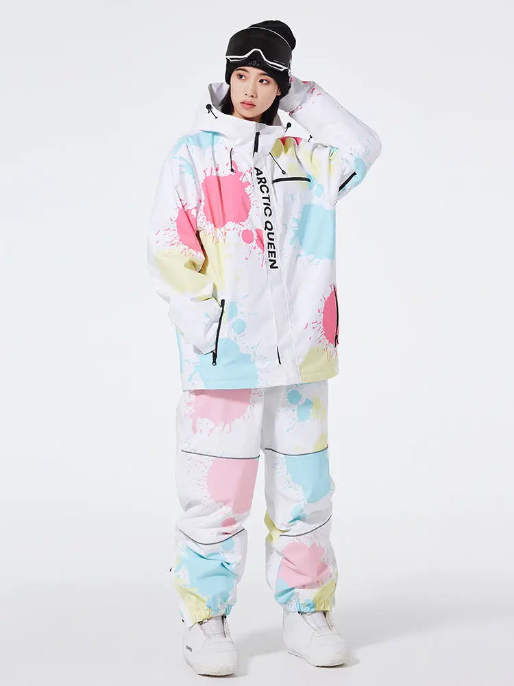 Women Tie-Dye Snow Jacket & Baggy Pants