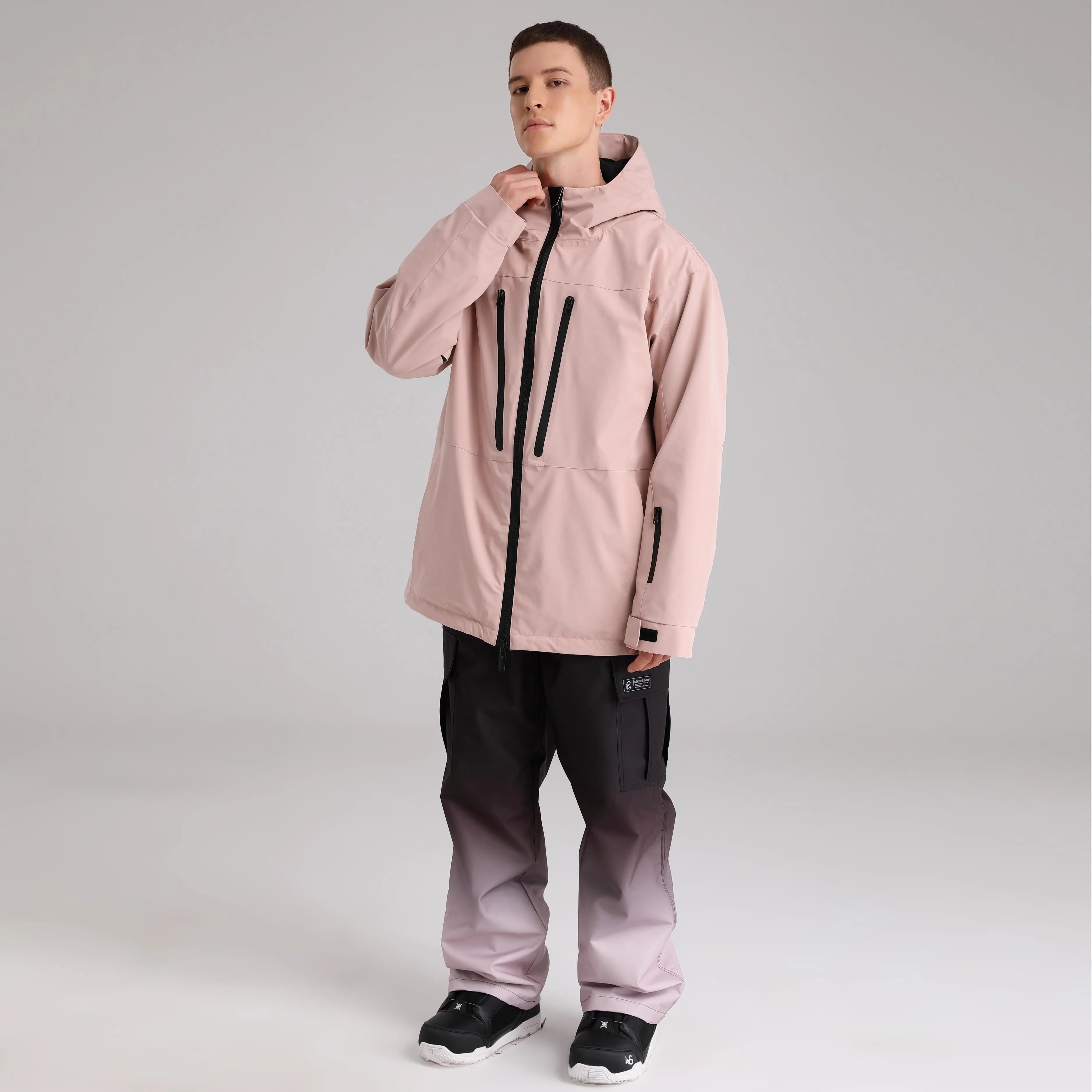 HOTIAN Men Zip Windbreaker Hooded Ski Shell Jacket