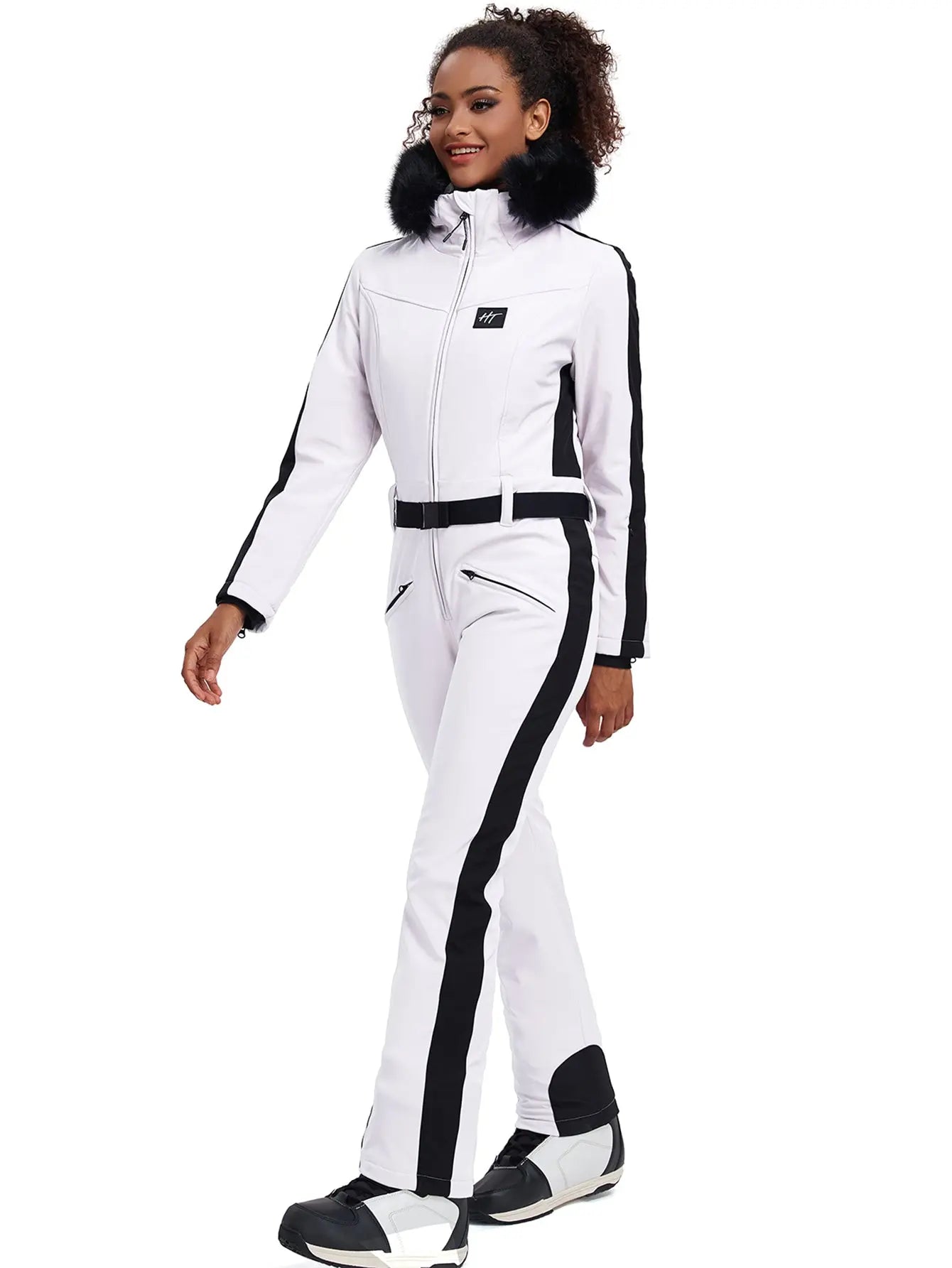 Fur Collar One-piece Ski Snow Jumpsuit Hooded Ski Outwear