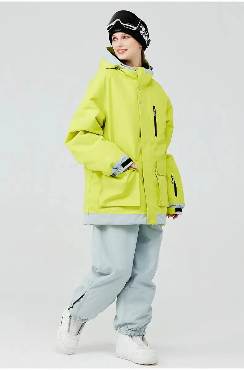 Pink Ski Snowboard Jacket & Pants Set Loose Fit Sportswear-US ONLY