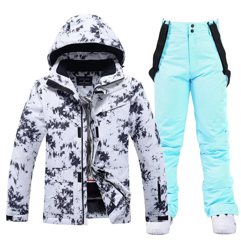 Women Ski Snow Suits Printed Insulated jacket & Bibs Pants Set&nbsp;