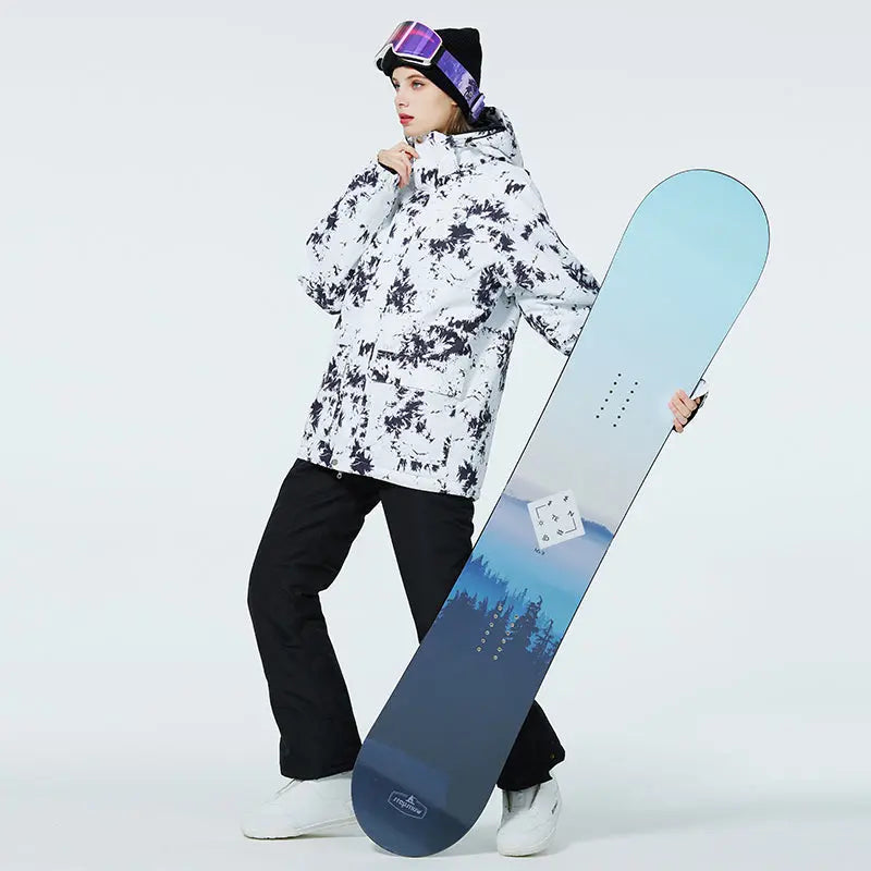 Women Ski Snow Suits Printed Insulated jacket & Bibs Pants Set&nbsp;