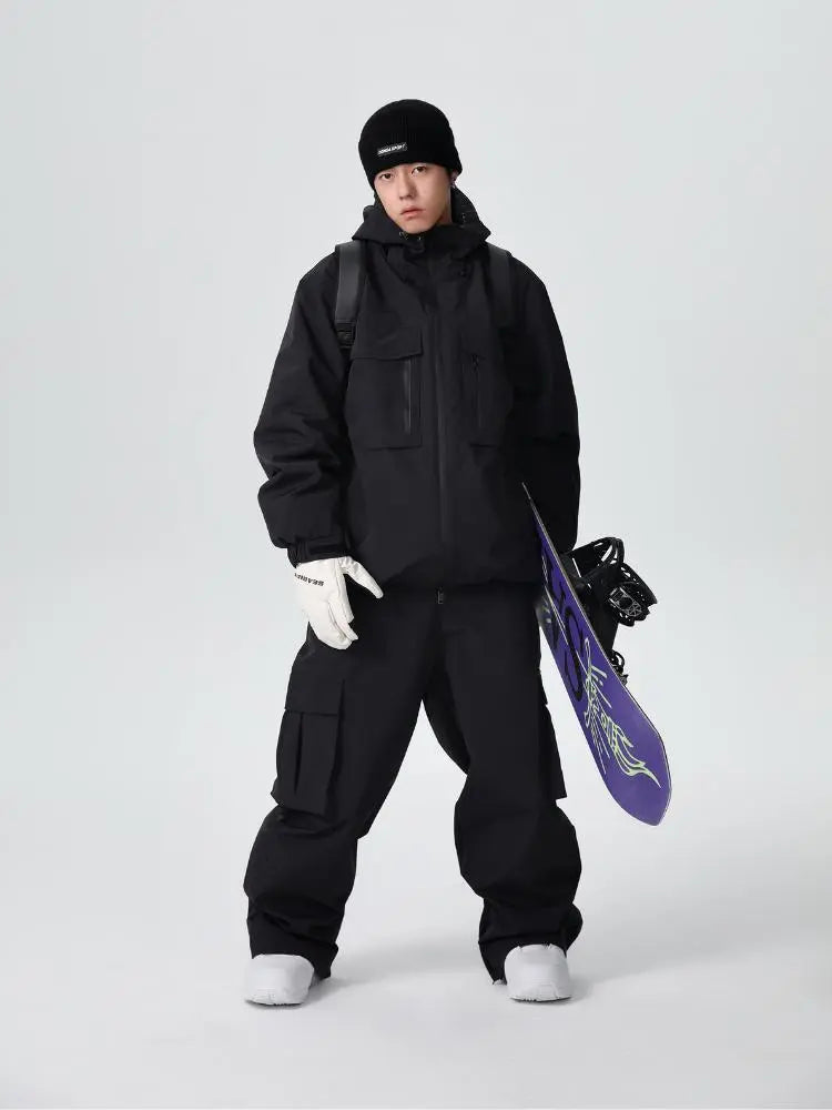 Men's Stylish Cargo Snowboarding Jacket & Pants Set