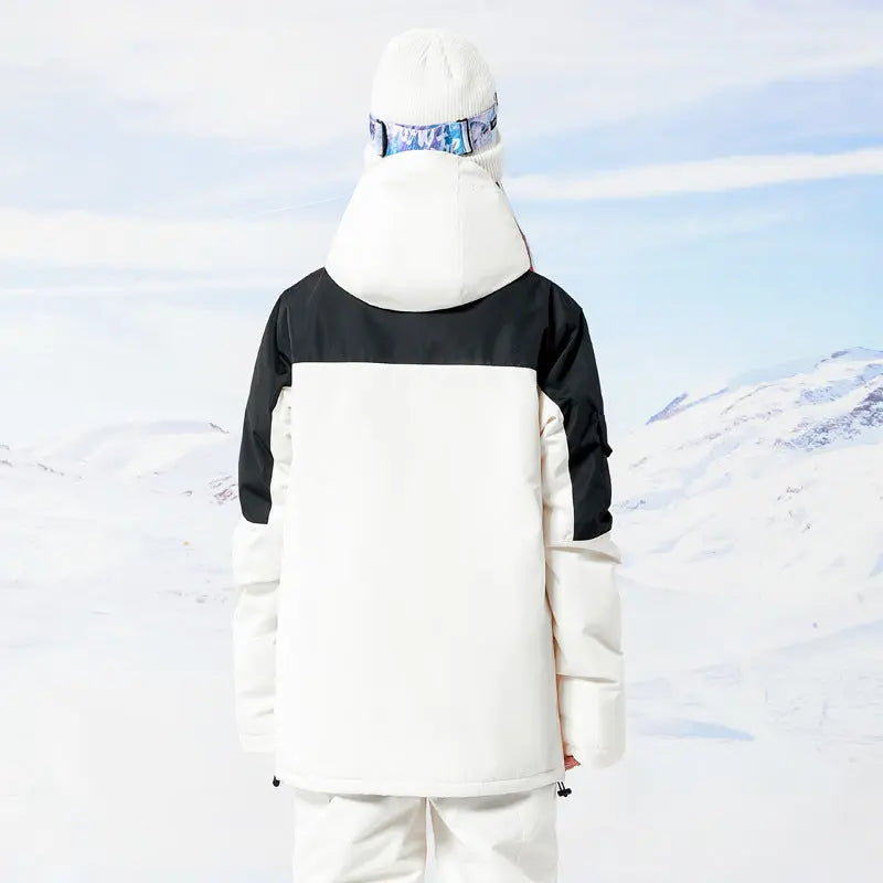 Women Hooded Snowboard Jacket Cargo Pockets Ski Coat