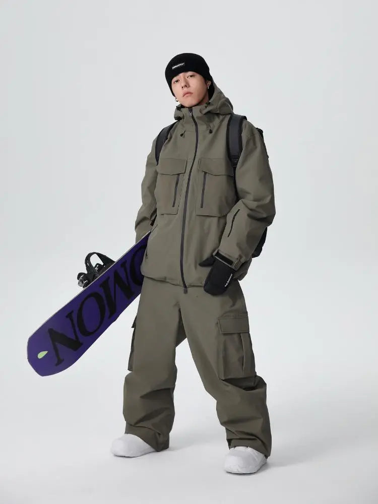 Men's Stylish Cargo Snowboarding Jacket & Pants Set