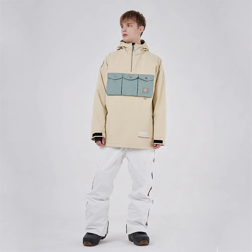 Hotian Waterproof Men Snowboarding Ski Anorak Hoodie Jacket