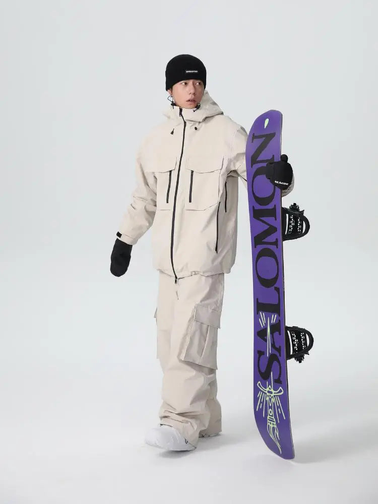 Men's Stylish Cargo Snowboarding Jacket & Pants Set