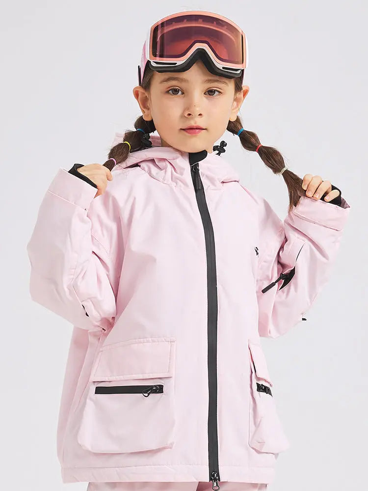 Kids Warm Ski Jacket Coat for Winter Solid Color Snow Wear