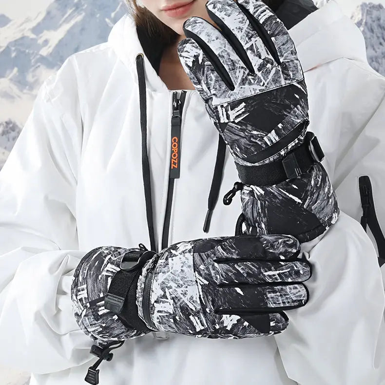 1pair Unisex Geometric Pattern Snowboard Ski Gloves