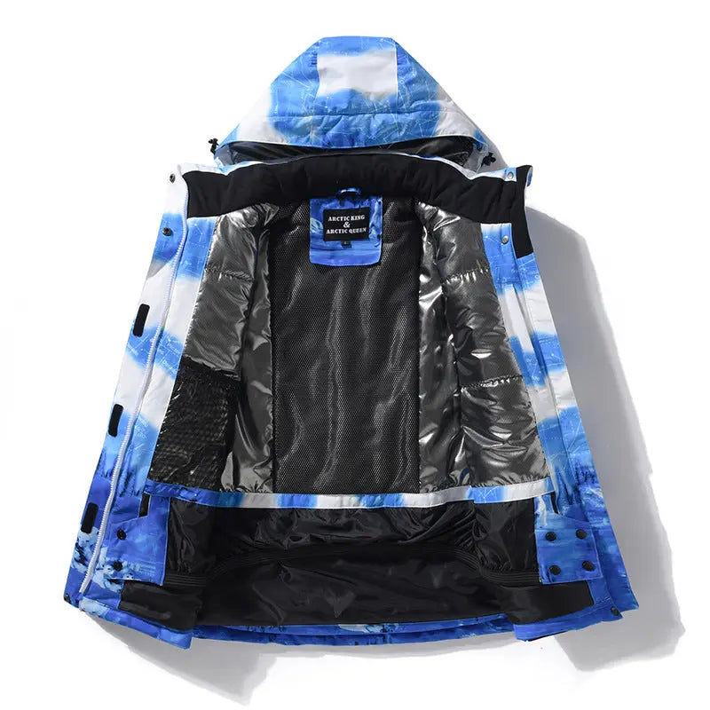 Women Waterproof Ski Jacket Hooded Printed Snowboard Coat