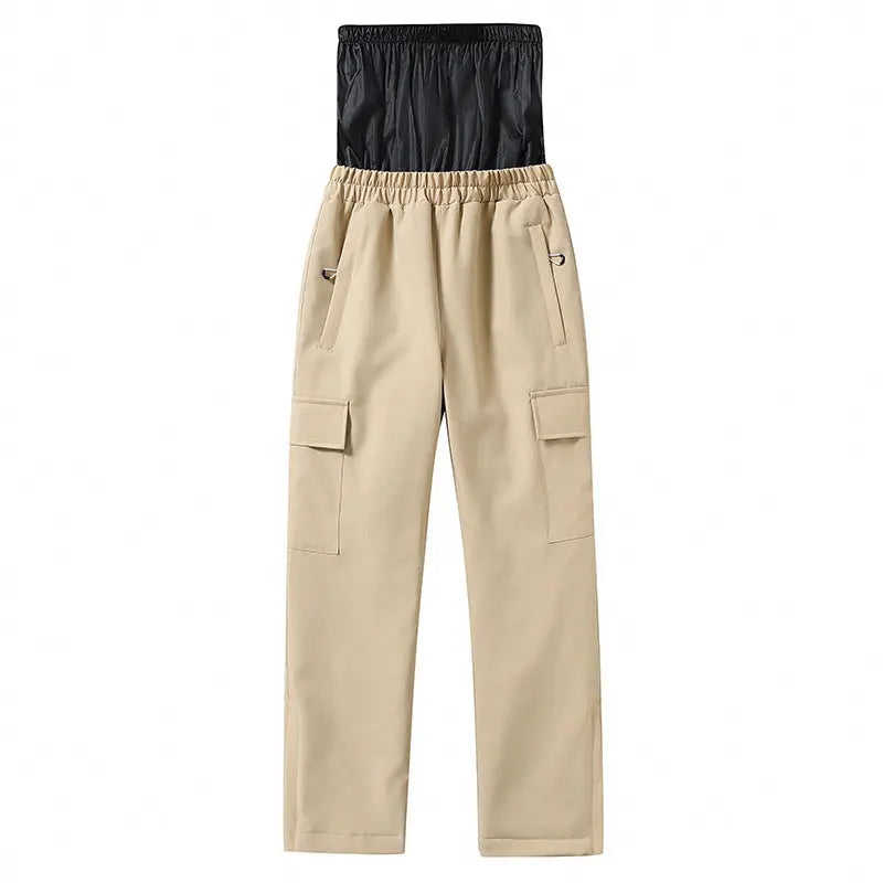 Kids High Waist Snowboard Pants Cargo Pockets Ski Pants