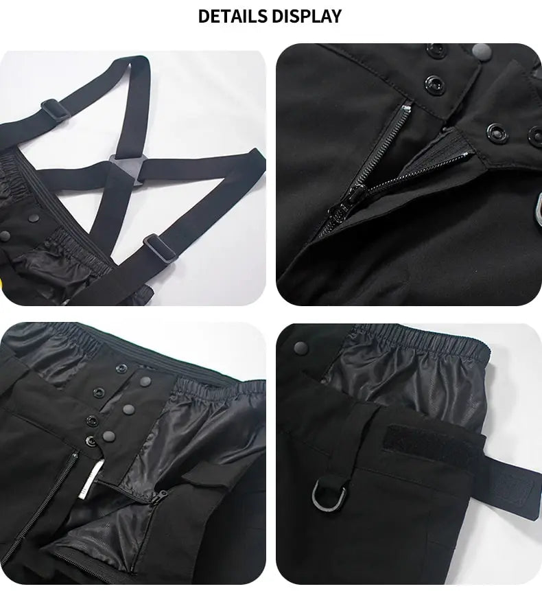 Men Basic Ski Bibs Winter Warm One-piece Snow Pants