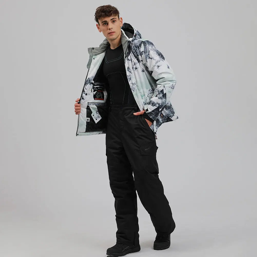 Hotian Men's Ski Suits With Snow Card Pocket On Sleeve