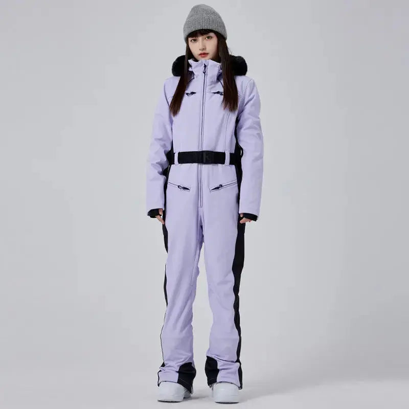 Women High Neck Hooded One Piece Ski Suits-US ONLY