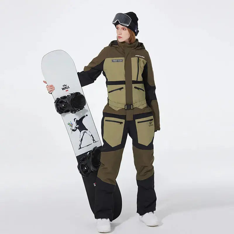One-piece Ski Suit for Men & Women Patchwork Snowwear-US ONLY