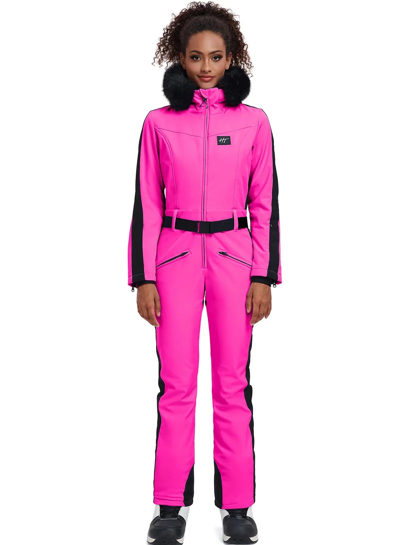 Fur Collar One-piece Ski Snow Jumpsuit Hooded Ski Outwear