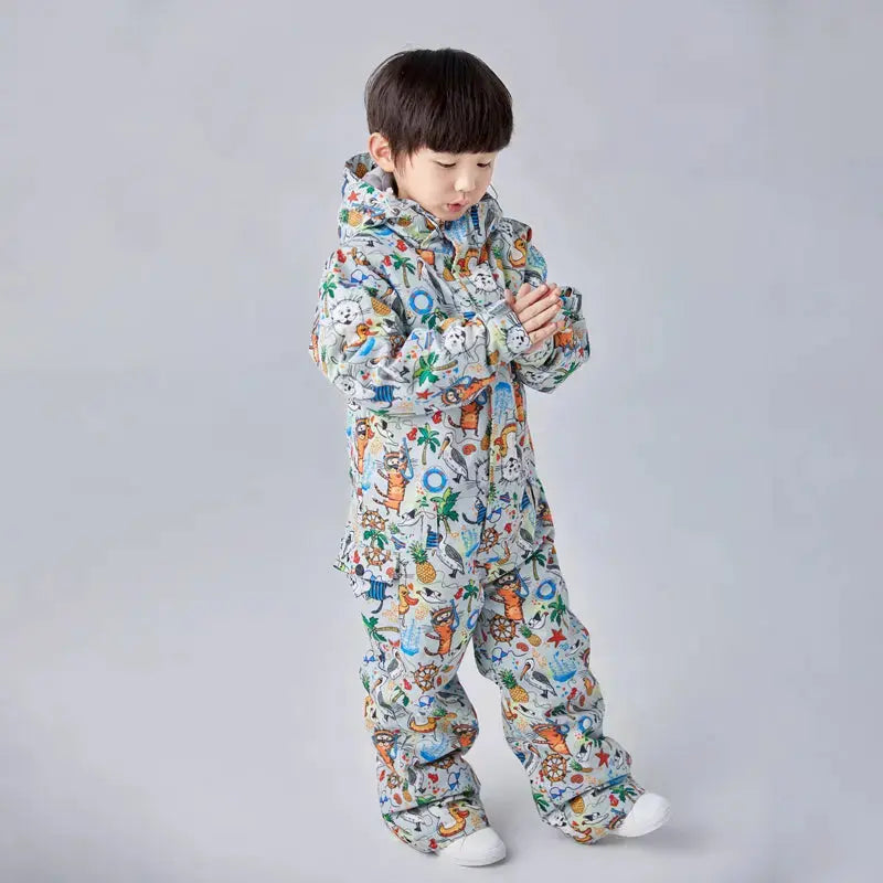 Kids One Piece Ski Suits Winter Snow Suits in Purple-US ONLY