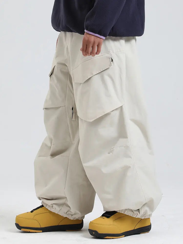 Men's Cargo Pockets Baggy Snow Pants Winter Ski Overalls