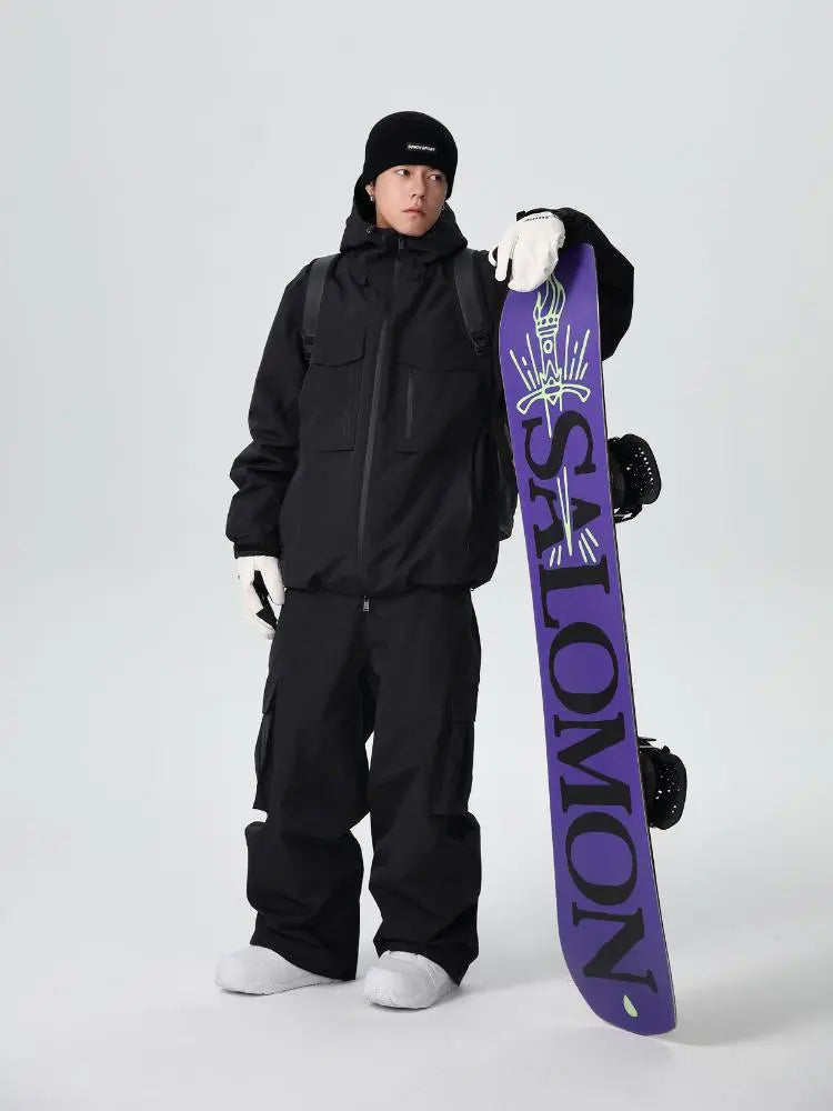 Men's Stylish Cargo Snowboarding Jacket & Pants Set