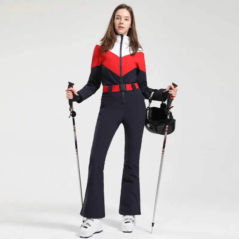Retro Women One Piece Ski Jumpsuits New Slim Fit Snowsuits&nbsp;