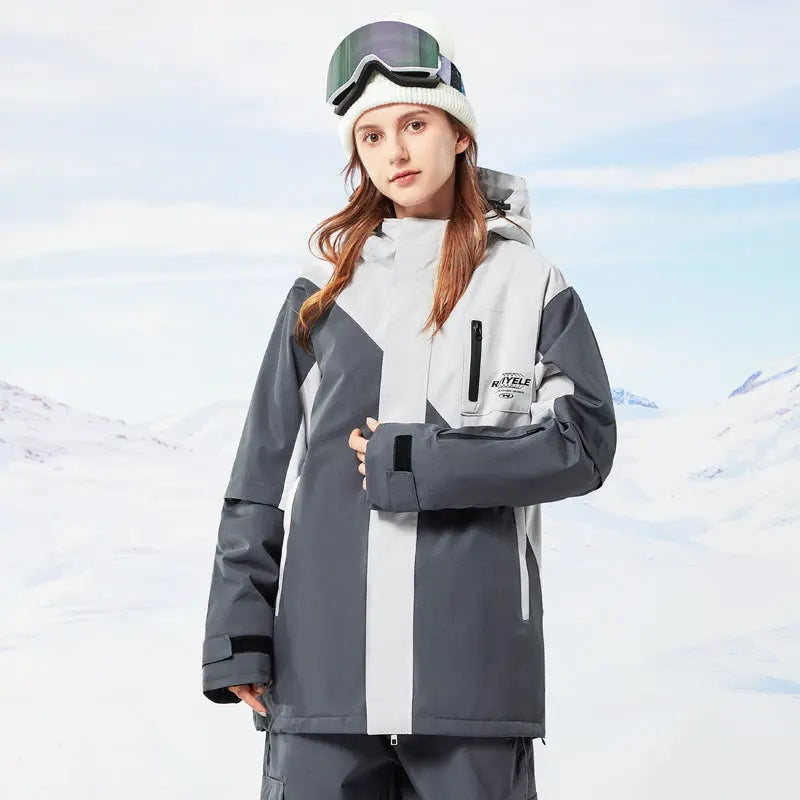 Zipper Ski Jacket Women's Winter Colorblock Snowboard Jacket